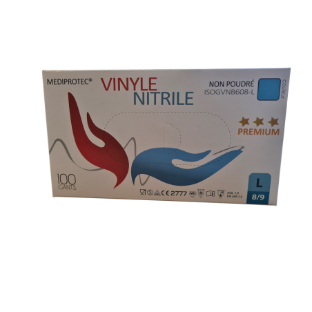 GANT VINYLE-NITRILE BLEU NON POUDRE PREMIUM